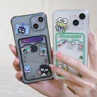 เคสที่จับโทรศัพท์มือถือช่องเสียบบัตรลายการ์ตูนน่ารัก Kero Kero Kero Kero Badtz-Maru พร้อมเคสฝาหลังแบบนิ่มกันกระแทกสำหรับ iPhone 13 Pro Max เคสสำหรับ Apple 12 11 XS XR 8 7 Plus เคสห่อหุ้ม