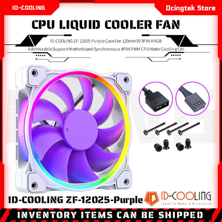 ID-COOLING ZF-12025-Purple Case Fan 120mm 5V 3PIN ARGB Addressable ...