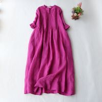 Spot 2023 Summer New Fashion Large Size WomenS Thin Ramie Elegant Fengfeng Piano Pleated Loose And Short