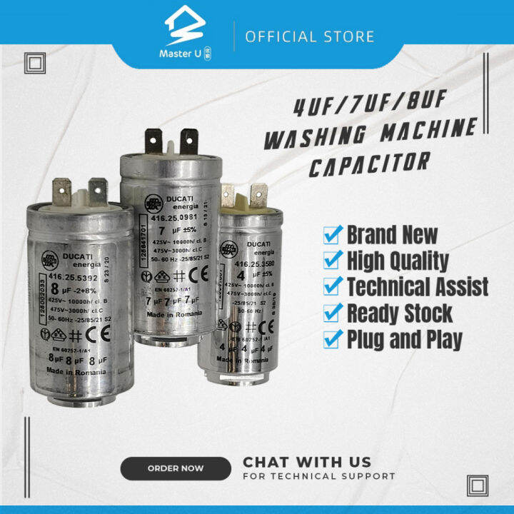 WASHING MACHINE CAPACITOR 4UF/7UF/8UF Lazada