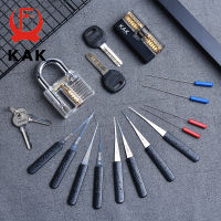 KAK Transparent Visible Pick Cutaway Practice Padlock Lock With Broken Key Removing Hook Kit Extractor Set Locksmith Wrench Tool