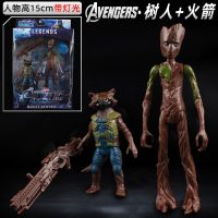 มาร์เวลโมเดลตำนานของอเวนเจอร์ส Groot และจรวดตุ๊กตาของขวัญวันเกิดที่สามารถเคลื่อนย้ายได้สำหรับเด็กคอลเลกชันที่สร้างสรรค์