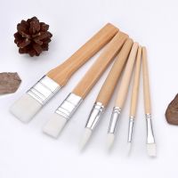 6pcs White Hair Nylon Hair Artist Paint Brush Set Wood Handle Wall Brush Oil Brush