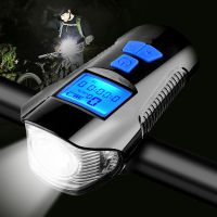 Waterproof Bicycle Light USB Charging Bike Front Light Flashlight Handlebar Cycling Head Light w Horn Speed Meter LCD Screen