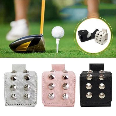 ☏™✾ Portable Rivets Golf Ball Storage Pouch Golf Ball Waist Holder Bag PU Leather Golf Ball Pouch Bag Golf Sport Accessories