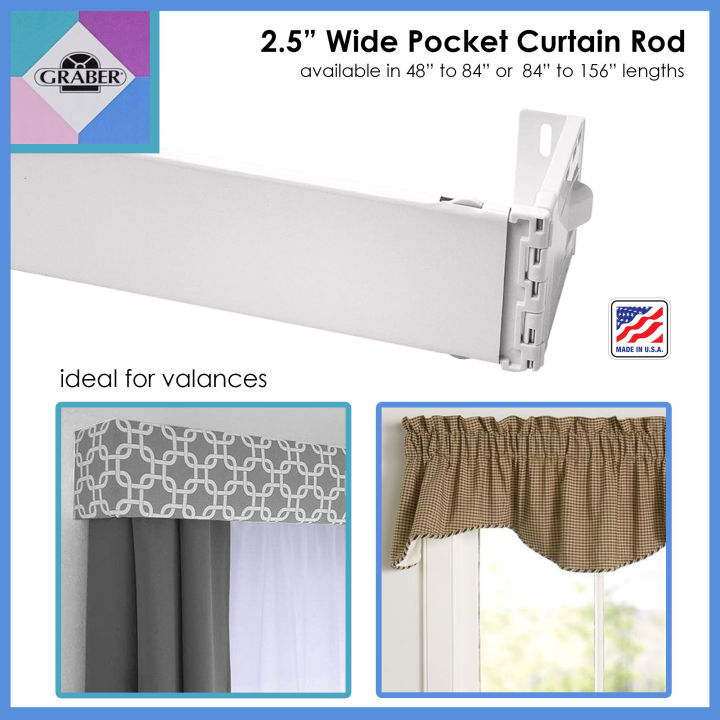 2.5" Wide Pocket Dauphine Curtain Rod (extends from 48" to 84") Graber