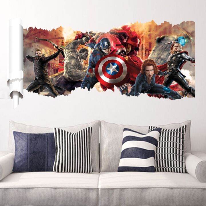 hz-marvel-the-avengers-superhero-spiderman-3d-three-dimensional-wallpaper-sticker-kids-bedroom-home-room-decor-birthday-party-decor-zh