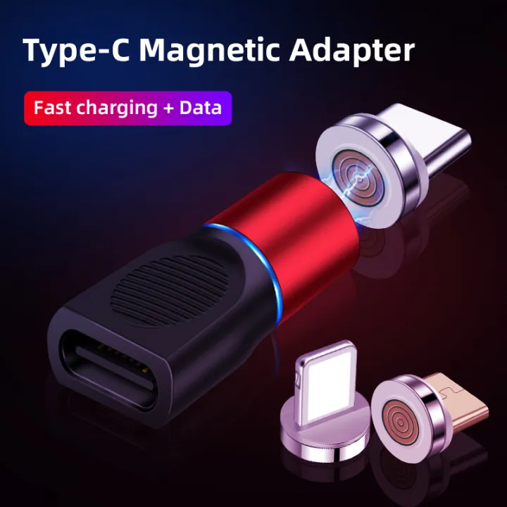C-SAW New USB Type C Magnetic Adapter 3A Fast Charging Type C Female to Male Converter For IPhone Android Type C Transfer Micro USB Connector For Samsung S20 S10 S9 plus Huawei Xiaomi Redmi Vivo OPPO