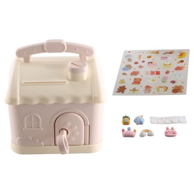 Cute House Money Box with 3D Sticker Kawaii Piggy Bank for Kids Adults Savings Box for Coins Banknotes Birthday Gift