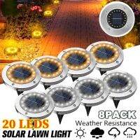 (TEX)20LED Solar Power Disk Light Outdoor Garden Solar Underground Light Deck Light Spotlight Buried Solar Led Lamp Garden Decoration