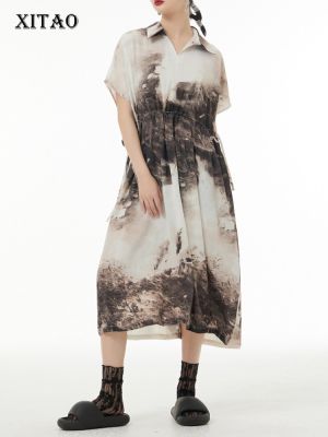 XITAO Dress Print Casual Women Fashion Loose Shirt Dress
