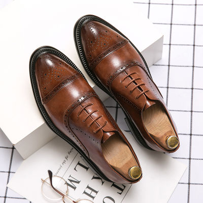 TOP☆Brown Business Shoes Men Black Dress Shoes Men High Quality Fashion Wedding Formal Suit Shoes for Men 2021 Leather Luxury Brand YCLAN
