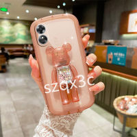 เคสโทรศัพท์สินค้า A78 A58 OPPO 4G A98 Reno10 Pro + Reno 10 Pro 5G ปลอกหลังซิลิโคนใสเคสโทรศัพท์ด้วยมือปลอกอ่อนจับที่ตั้งรูปหมีโลเวลลูกอมใสสำหรับ OppoA78 OPPOA58