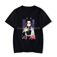 เสื้อยืดลายอสูร Kimetsu No Yaiba ผ้าคอตตอน100% ท็อปส์ซูคอรอบใหม่ฤดูร้อน