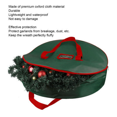 [สงสัย] กระเป๋าเก็บของหรีดคริสต์มาสทนต่อการฉีกขาดอ๊อกซ์ฟอร์ดผ้ากันน้ำ600D ภาชนะบรรจุแบบมีซิปคู่คริสมาสต์