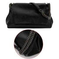 ผู้หญิง Vintage Black Rock สไตล์ Flap กระเป๋าไหล่เดี่ยวที่มีโซ่ Faux หนัง Messenger กระเป๋าถือ