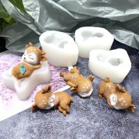 3d Sleeping Deer Silicone Mold Diy Soap Gypsum Resin Mold Chocolate Fondant Cake Decoration Tools Bread Cake  Cookie Accessories