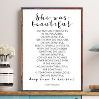 Fitzgerald Quote Art Prints - She Was Beautiful Inspirational Poster - Wall Art Canvas Painting - Girls Gift Picture Woman Room Decor