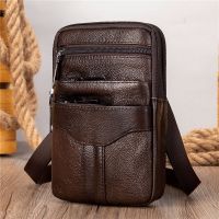 Men Genuine Leather Shoulder Male fanny pack High Quality Messenger Bags Mens Fashion Business Belt Bag Small Briefcase Waist