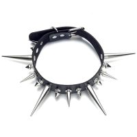Long Spike Choker Punk Faux Leather Collar For Women Men Cool Big Rivets  Studded Chocker Goth Style Necklace  Accessories Fashion Chain Necklaces
