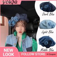 ✗❆✤ Korean Designer Denim Beret Hats Femininity Painter Caps