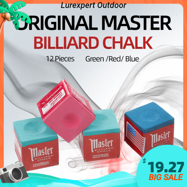 Original MASTER Billiard Chalk Oil Dry Chalk Pool Cue Chalk12 Pieces