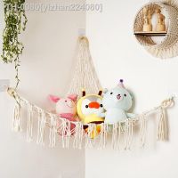 ℡☍○ yizhan224080 Prateleira de parede macramé para crianças Quarto brinquedo animal rede suspensa grande organizador suporte exibição net decoração do berçário