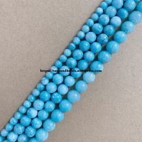 Natural Stone Lake Blue Color Aeroides Aquamarine Round Loose Beads 6 8 10 12MM Pick Size 15 quot; Strand