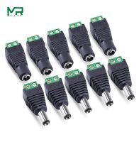 10pcs /5 sets green Male Female 12V 2.1x5.5MM DC Power Jack Plug Audio AUX free welding socket Connector