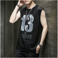 Coolman  เสื้อยืดคอกลมแขนกุด ผู้ชาย แต่งลายเบอร์13 ด้านหน้า  แฟชั่น รุ่น 3312