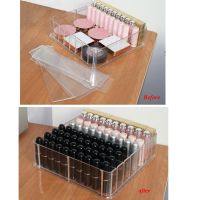 Adjustable 6/8 Slots Makeup Organizer Cosmetic Storage Acrylic Desk Storage Case Clear Lipstick Organizer Storage Box Escritorio