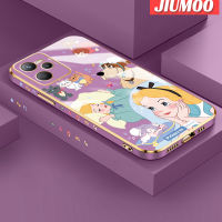 JIUMOO เคสสำหรับ Realme C35 C31 Narzo 50A Prime GT Neo3 Q5i Narzo 50i Prime Case ลาย Snow White ขอบสี่เหลี่ยมใหม่กรอบชุบพื้นผิวซิลิก้าเจลนิ่มกันกระแทกเคสมือถือรวมทั้งหมดเลนส์กล้องถ่ายรูปฝาครอบป้องกัน