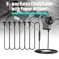 Guitar Effect Pedal Power Supply Adapter with 6 Ways Daisy Chain Cable Power Line Right Angle