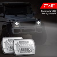 7X6 Inch H6054 LED Headlights High Low Beam White Bezel Projector Headlights for Jeep Wrangler YJ Cherokee