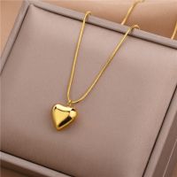 Luxury Stainless Steel Vintage Minimalism Lovers Love Heart Charms Chain Choker Necklace for Women Pendants Fashion Fine Jewelry