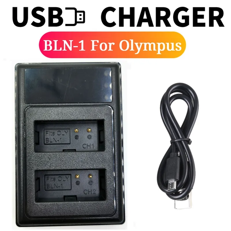 BLN-1 USB Dual Battery Charger for Olympus OM-D E-M1 OM-D E-M5 PEN E-P5 OM-D  E-M5 II PEN F Camera Charger with Type-C 
