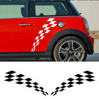 2ชิ้น Checker ธงประตูด้านข้าง Stripes Decal สติกเกอร์สำหรับ Mini Cooper R56 R57 R58 Clubman R55 F54 R52 F60 56 F55 R61 R50