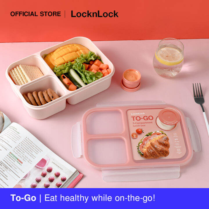 LocknLock To-Go Lunch Box with Dividers and Sauce Container | Bento Box