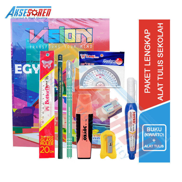 1 SET PERLENGKAPAN ALAT TULIS SEKOLAH [TK/SD/SMP/SMA] / PAKET ALAT ...