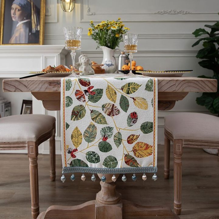 Table Runner leaf insect Modern Jacquard European Style Table ...