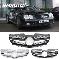 RMAUTO รถด้านหน้า Grill Grille Racing Grills Chrome สำหรับ Mercedes Benz SL Class R230 SL500 SL550 SL600 2003-2006ชุดจัดแต่งทรงผม