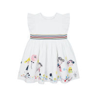 ชุดเดรสเด็กผู้หญิง Mothercare white border print dress YC706