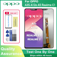 หน้าจอ LCD สำหรับ Oppo A3S A11 A12e A5 Realme จอแอลซีดี C1หน้าจอสัมผัสประกอบกรอบโชว์อะไหล่เปลี่ยน Digitizer