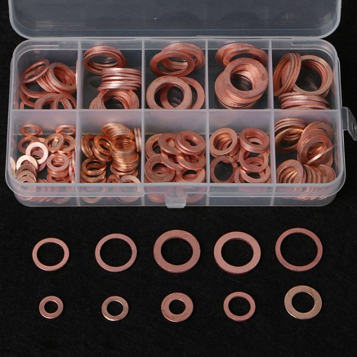 200pcs-o-ring-copper-metric-washers-assortment-kit-copper-washers-9-sizes-m5-m6-m8-m10-m12-m14