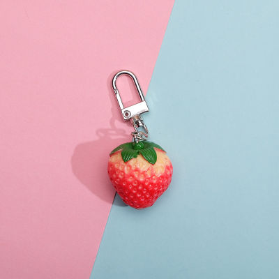 Female Jewelry Fashion Cartoon Car Handbag Handbag Pendant Key Chain Orange Strawberry