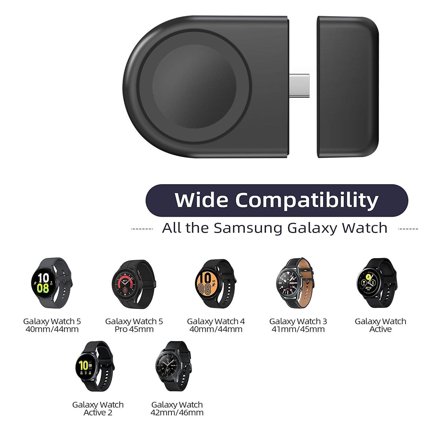 USB C Watch Charger For Samsung Galaxy Watch 5 Pro 4 3 Active 2 1