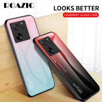 ROAZIC เคสสำหรับ Xiaomi 13T/13T Pro ไล่เฉดสีหลากสีกระจกนิรภัยหลังเป็นกระจกแข็งนิ่มเคสใส่โทรศัพท์