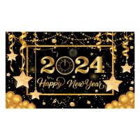 Happy New Year Tablecloth 2024 Party Decorations Happy New Year Backdrop Black and Gold Glitter New Years Eve Photography Background Cheers to The New Year Party Decorations Banner wonderful