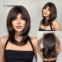 La Sylphide Brown Wigs With Bangs Good Quality Synthetic Wig Long Straight Womens Wigs Party Natural High Temperature Hair [ Hot sell ] ea1voy