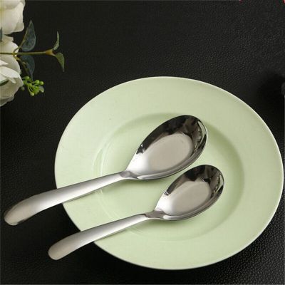 1Pc 1010 Stainess Steel Kitchen Dining Bar Tableware Flat Soup Spoon